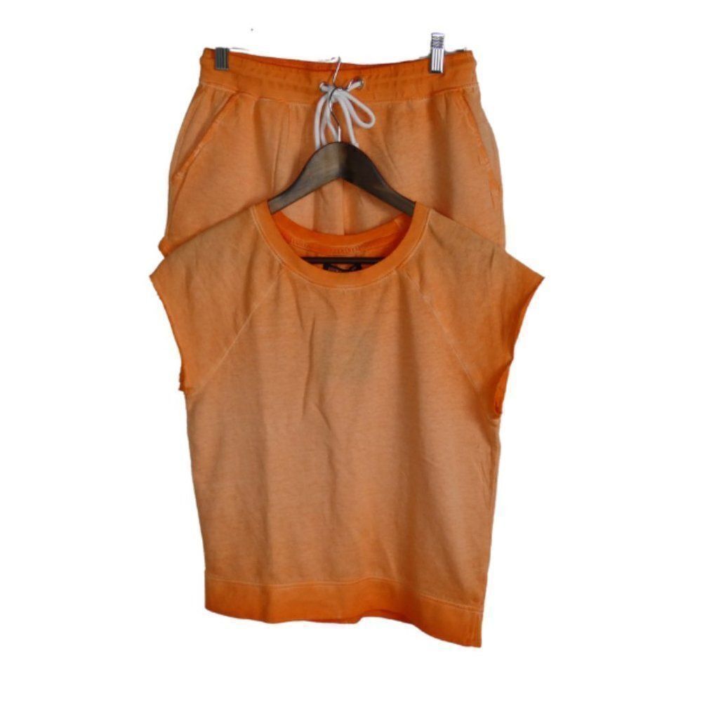 MYA &  NU New York Design Orange 2 Piece Short Sleeve and Short Pant Set Med